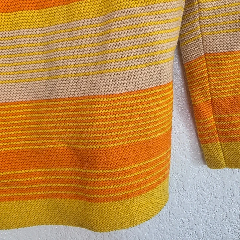 Neusteters‎ Vintage Striped Sweater Skirt Set Orange Yellow Mock Neck